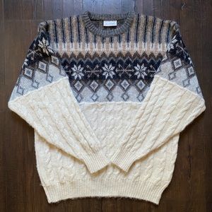 Alafoss Icewool Vintage Nordic Fair Isle Hand Knit Wool Sweater Unisex Sz Medium